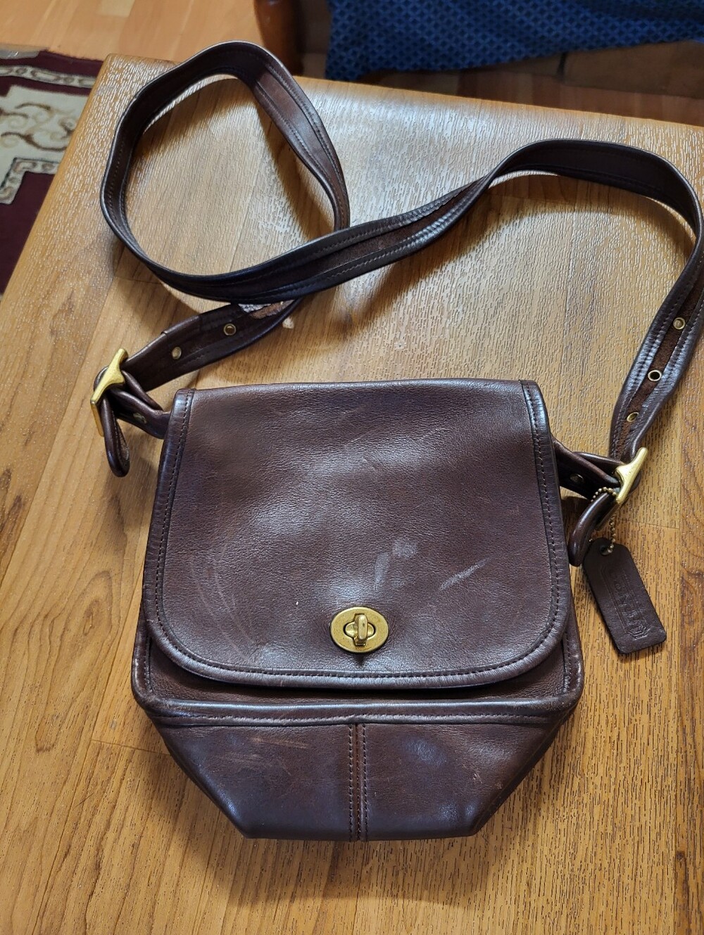 VINTAGE y2k COACH LEGACY SMALL FLAP CROSSBODY Brown LEATHER - Picture 3 of 12
